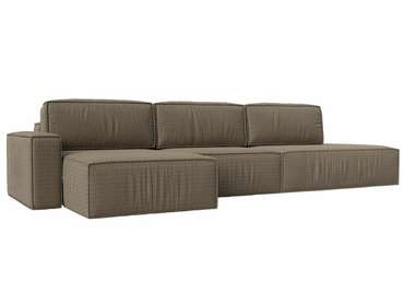Угловой диван-кровать Прага модерн лонг бежево-коричневого цвета левый угол