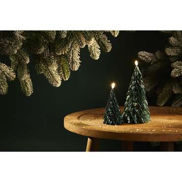 Свеча декоративная Festive flame зеленого цвета 19.5 см
