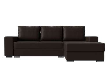 Угловой диван-кровать Дрезден коричневого цвета (экокожа) правый угол