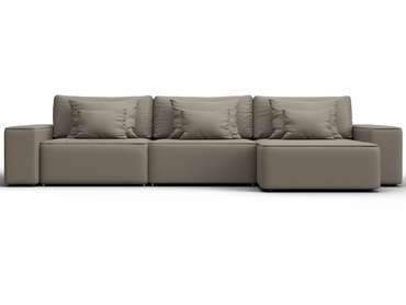 Угловой диван-кровать Лига-074 бежевого цвета (экокожа)