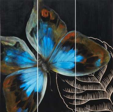 Картина Blue butterfly on leaf
