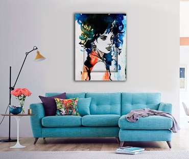 Картина с арт рамой Луиза 60х80 бело-голубого цвета