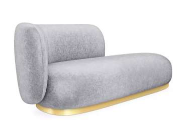 Кушетка-диван Lucca светло-серого цвета с металлической лентой золотого цвета левая