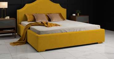 Кровать с подъемным механизмом Holly 180х200 горчичного цвета