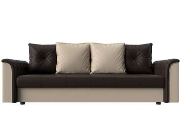 Диван-кровать Сиеста бежево-коричневого цвета (экокожа)