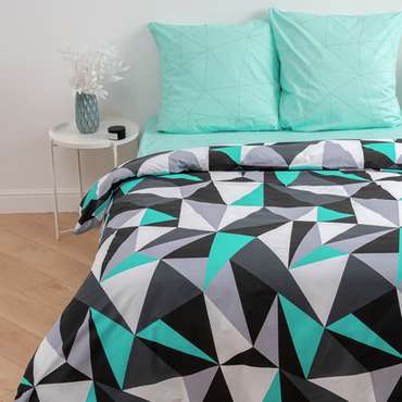 КПБ 'Традиция' 1,5 спальный, поплин, 100% хлопок, пл. 118 гр./кв.м., 'Мозаика бирюза комп.'