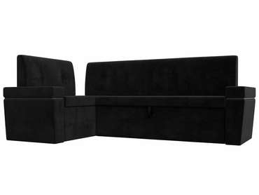 Угловой диван-кровать Деметра черного цвета левый угол