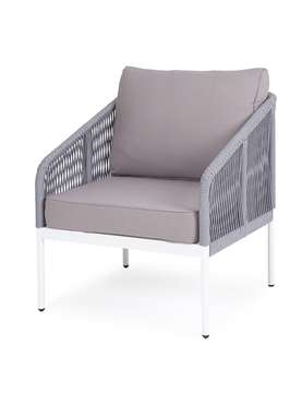 Кресло плетеное из роупа Канны светло-серого цвета