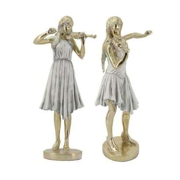 Декоративная фигура Позолоченный Белый Смола Музыкант (26.5 x 20 x 60 cm) (2 pcs)