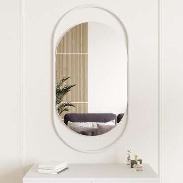 Дизайнерское настенное зеркало Evelix S в металлической раме белого цвета
