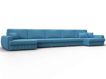 Угловой диван-кровать Лига-057 МегаЛонг голубого цвета 