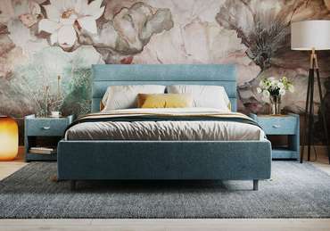 Кровать Linda 160х200 голубого цвета