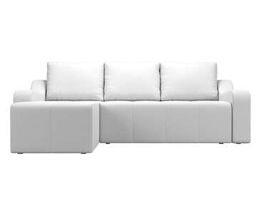 Угловой диван-кровать Элида белого цвета (экокожа) левый угол