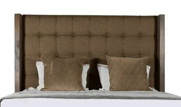 Кровать Berkley Winged Box Tufted Wood 200x200 коричневого цвета