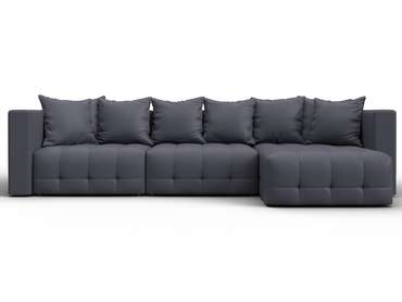Угловой диван-кровать Лига-052 Лонг серого цвета (экокожа)