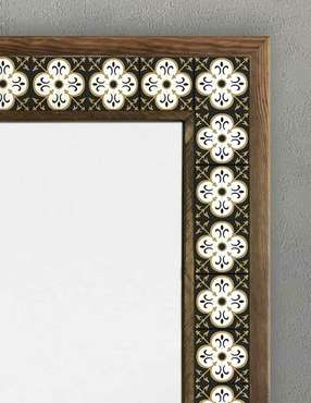 Настенное зеркало 53x73 с каменной мозаикой черно-белого цвета