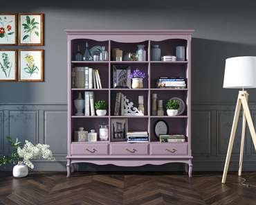 Книжный шкаф тройной Leontina Lavanda фиолетового цвета