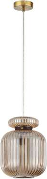 Подвесной светильник Odeon Light Jugi 5042/1A PENDANT античн.бронза/янтарный/металл/стекло/эко.кожа E27 1*60W