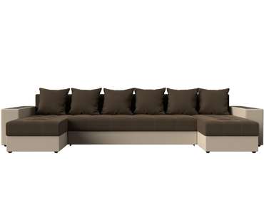 Уловой диван-кровать Дубай коричневого цвета (ткань\экокожа)