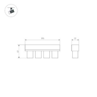 Трековый светильник Arlight MAG-ORIENT-KRATER-L195-12W Warm3000 (BK, 25 deg, 48V, DALI) 037330
