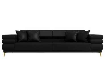 Прямой диван-кровать Лига 021 черного цвета (экокожа)