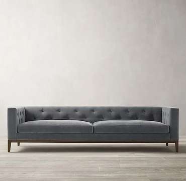 Диван Italia Tufted Shelter Arm серого цвета