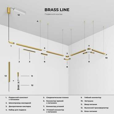 Brass Line Набор для подвеса латунь 85226/00 85226/00 Line Magnetic