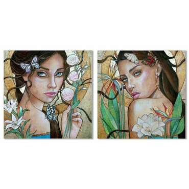 Картина Женщина Тропический 80 x 3 x 80 cm (2 штук)