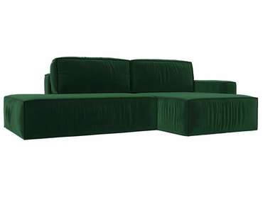 Угловой диван-кровать Прага модерн темно-зеленого цвета правый угол