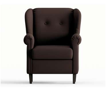 Кресло из велюра Леон коричневого цвета