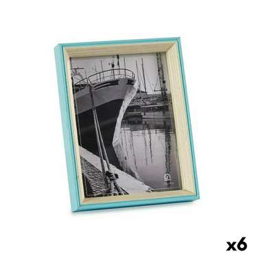 Фоторамка Стеклянный Синий Белый Деревянный MDF (3 x 22 x 17 cm) (6 штук)