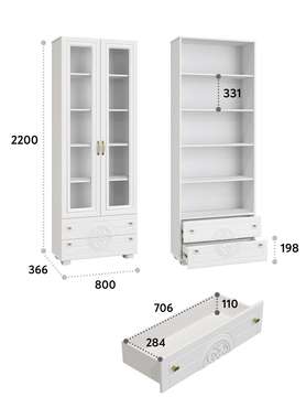 Шкаф комбинированный Монблан белого цвета