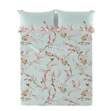 Простынь верхняя Chinoiserie 210x270 голубого цвета