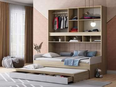 Кровать с антресолью Дельта Нэкст 120х200-90х190 белого цвета