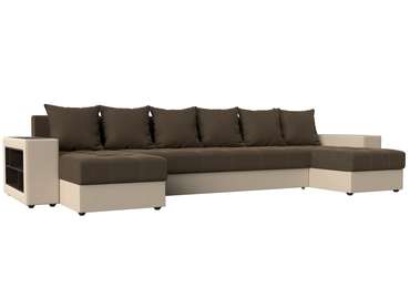 Уловой диван-кровать Дубай коричневого цвета (ткань\экокожа)