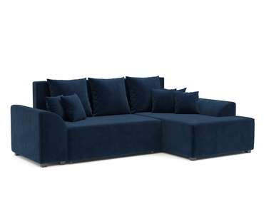 Угловой диван-кровать Каскад темно-синего цвета правый угол