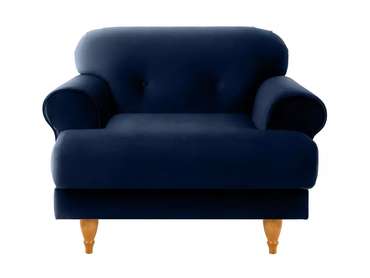 Кресло Italia в обивке из велюра темно-синего цвета