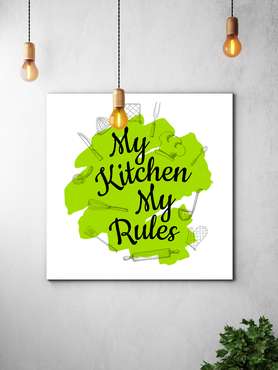 Постер Моя кухня мои правила 50х50 на деревянном подрамнике