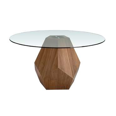 Круглый обеденный стол коричневого цвета