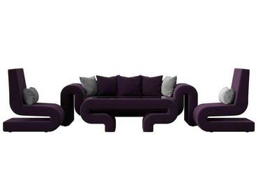 Набор мягкой мебели Волна 2 темно-фиолетового цвета