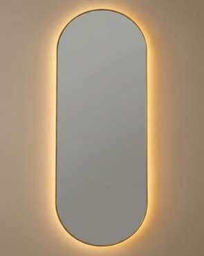 Настенное зеркало Kapsel L 50х135 в раме золотого цвета с подсветкой