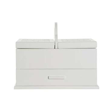 Шкатулка Стеклянный Белый Слоновая кость Деревянный MDF 30 x 17 x 24 cm