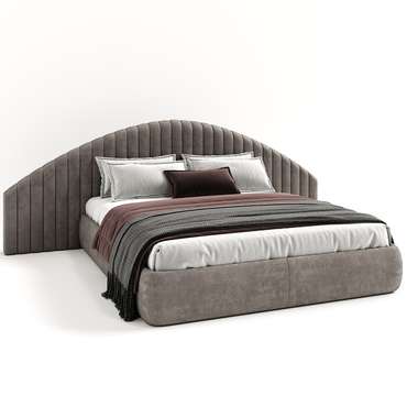 Кровать Letto argento 160х200 светло-серого цвета с мягкими панелями и подъемным механизмом 