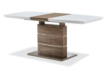 Раскладной обеденный стол Arioso Glass L бело-коричневого цвета