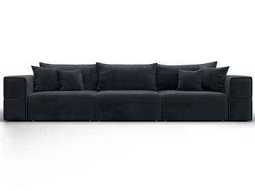 Диван-кровать Лига-058 Лонг в обивке из велюра темно-серого цвета