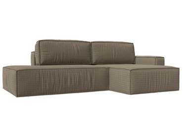 Угловой диван-кровать Прага модерн бежево-коричневого цвета правый угол