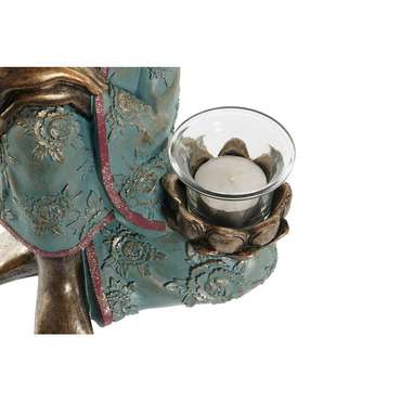 Декоративная фигура DKD Home Decor 17 x 14,5 x 23,7 cm Позолоченный Будда Зеленый Восточный (2 штук)