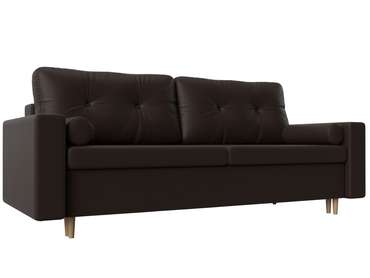 Прямой диван-кровать Белфаст темно-коричневого цвета (тик-так/экокожа)