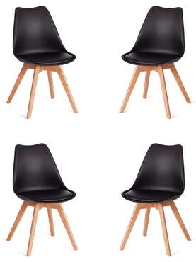 Набор из четырех стульев Tulip черного цвета