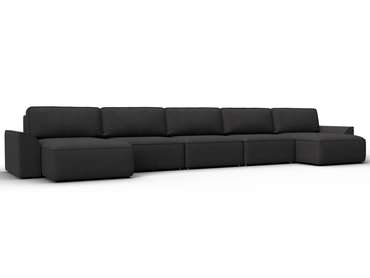 Угловой диван кровать Лига-048 МегаЛонг темно-коричневого цвета (замша)